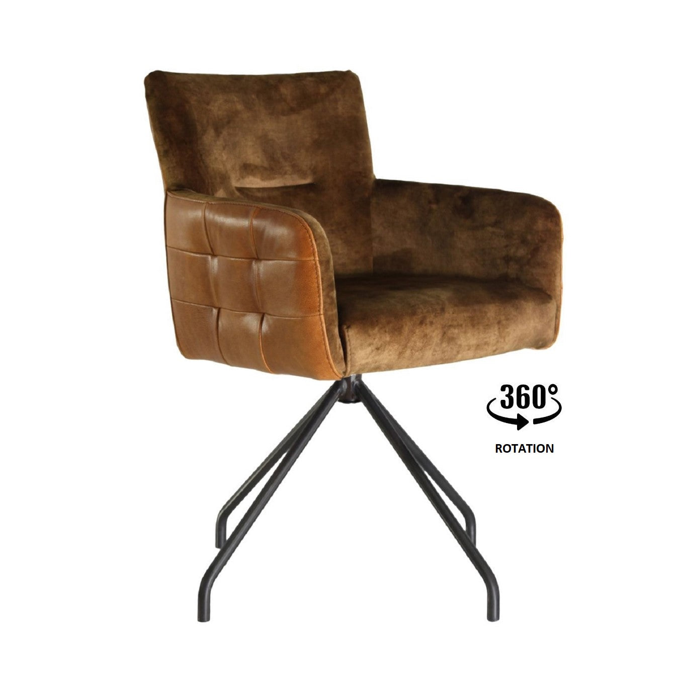 Chair made of fabric and leather, automatically rotating | Model GIULIA