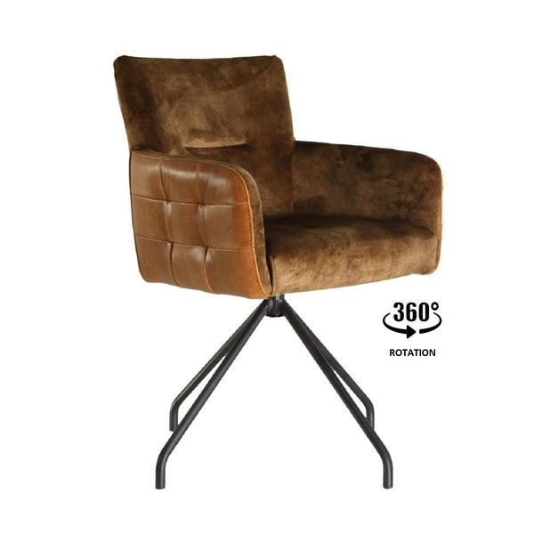 Chair made of fabric and leather, automatically rotating | Model GIULIA